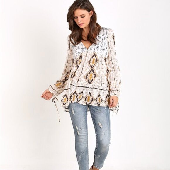 FREE PEOPLE BEIGE DOWN BY THE BAY TUNIC - Picture 3 of 7